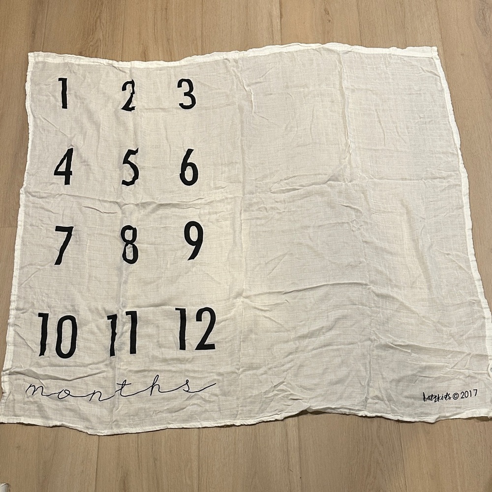 White Milestone Blanket with Black Numbers